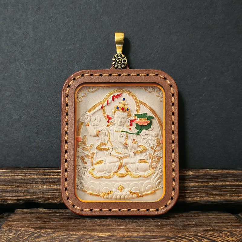 Collection Tibetan Style Incense Ash Dot Painting Thangka Buddha Pendant