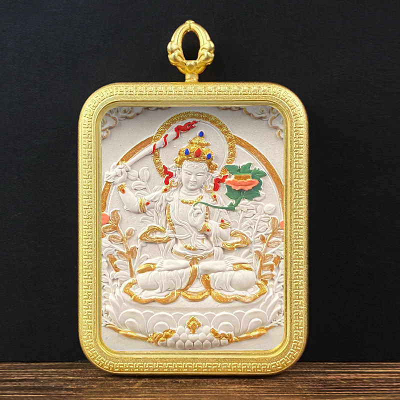 Collection Tibetan Style Incense Ash Dot Painting Thangka Buddha Pendant