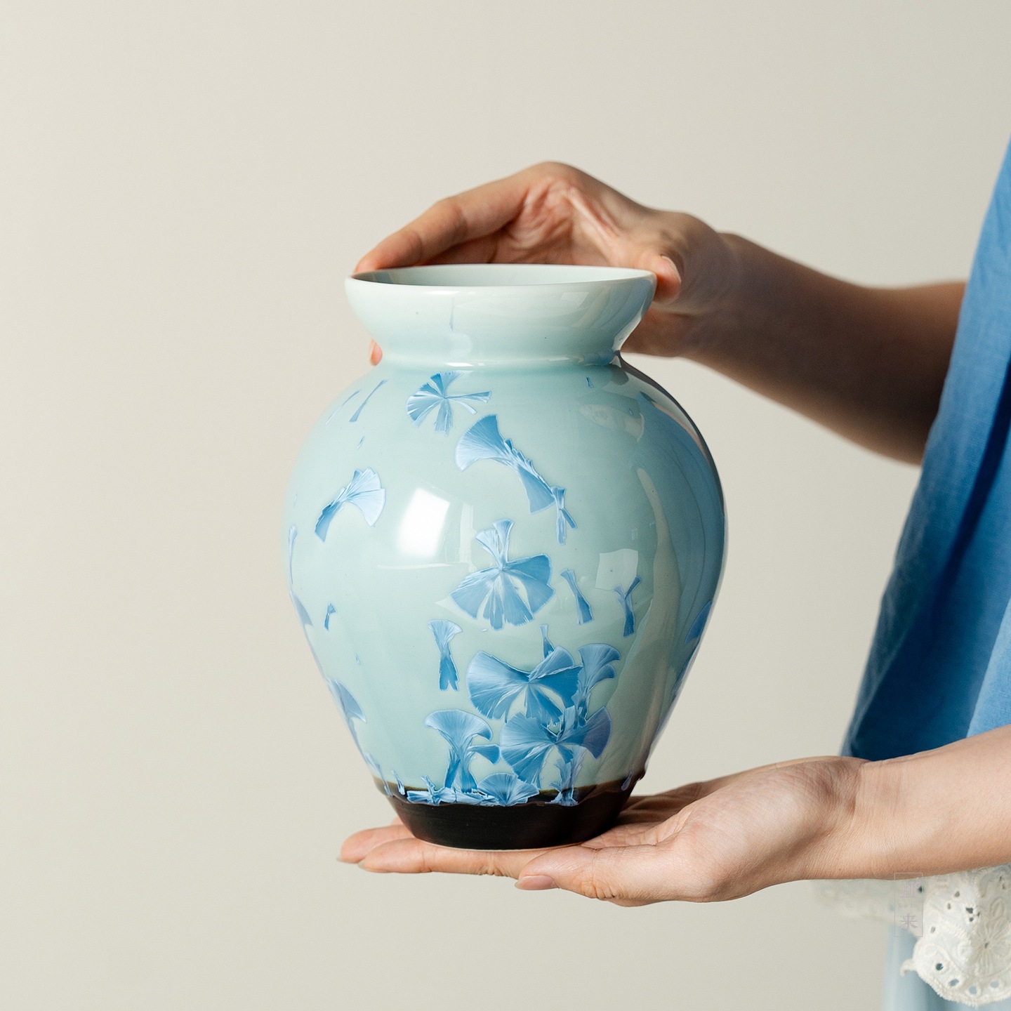 Kiln Change Glaze Crystal Ice Flower Blue Ceramic Vase