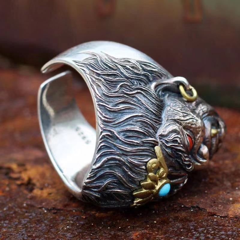 Tibetan Silver Hand-Carved Inamori Ring