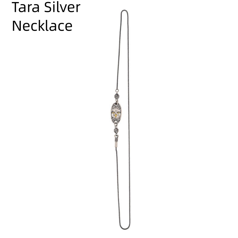 Tibetan Style Pure Silver Green Tara Fine Craft Necklace