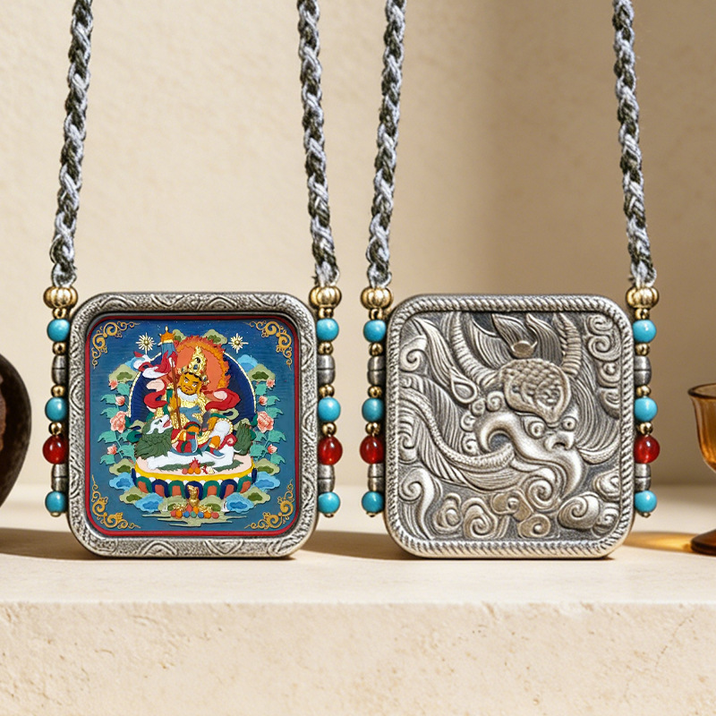 Tibetan Hand-painted Rubbing Three-dimensional Thangka Necklace