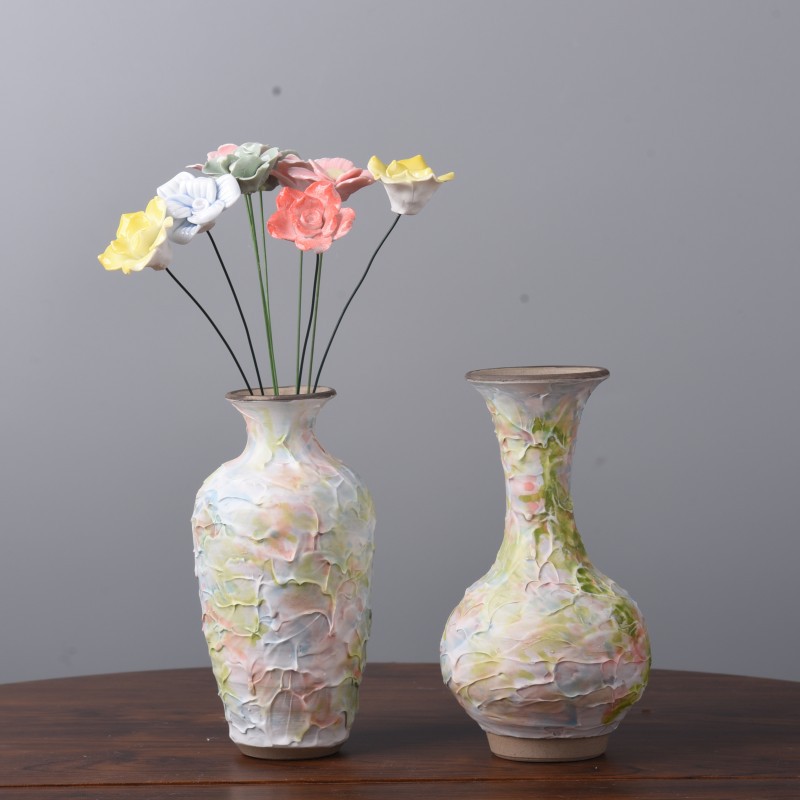 Handmade Cream Ice Cream Ceramic Vase