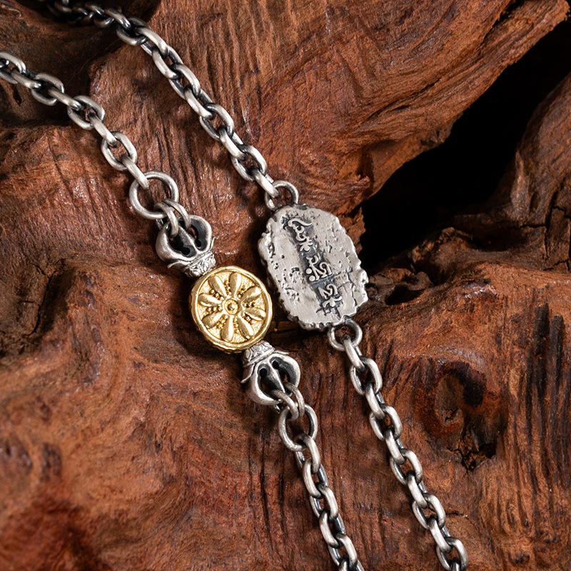 Tibetan Style Sterling Silver Big Peng Bird Gemstone Necklace