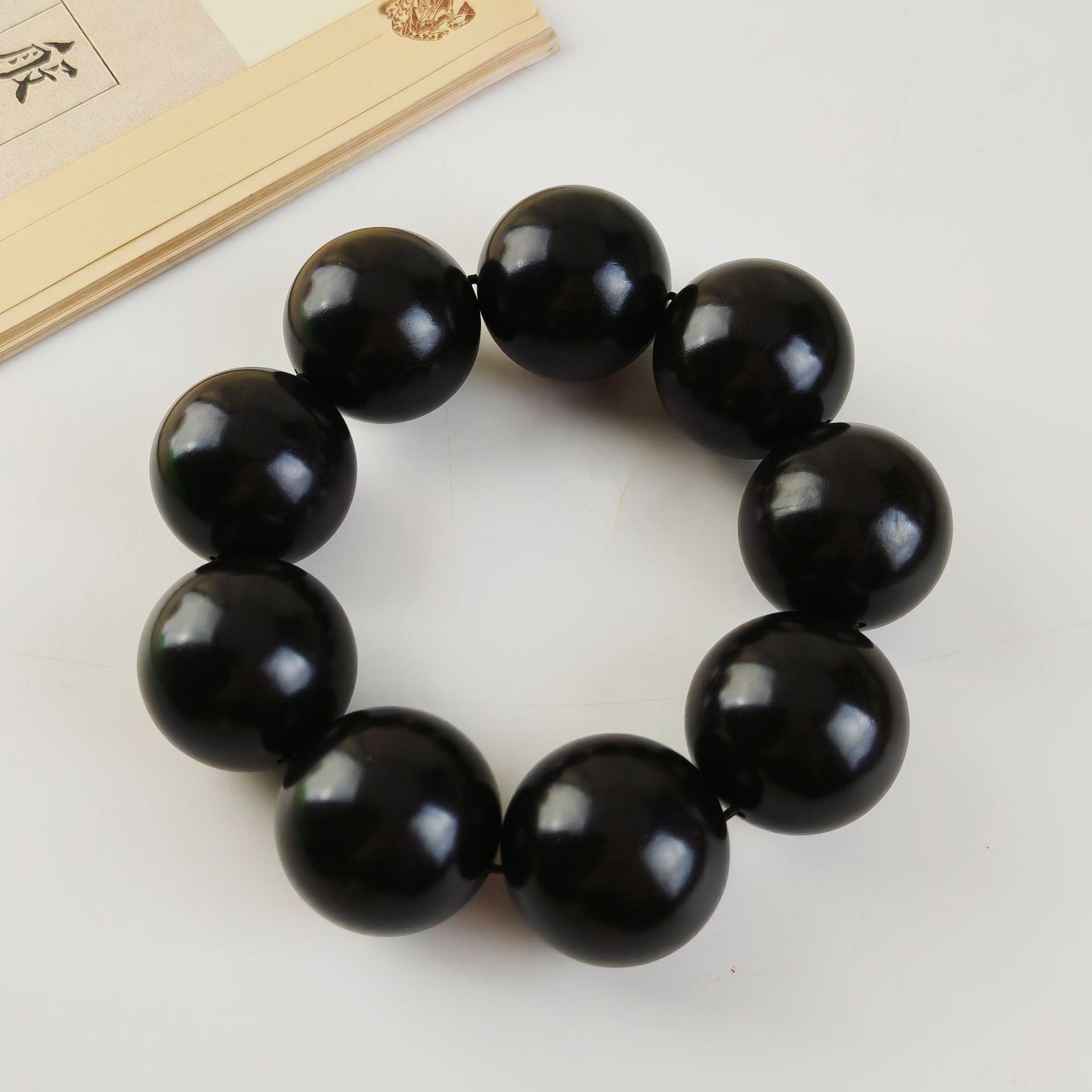 Selected Old Material Ebony Single Strand Bracelet