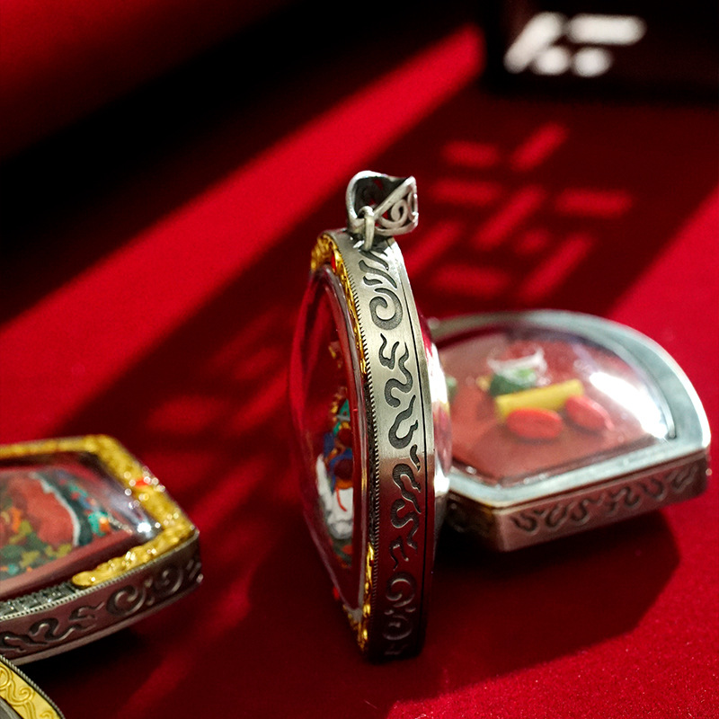 Cinnabar Hand-Painted Thangka Tibetan Pendant