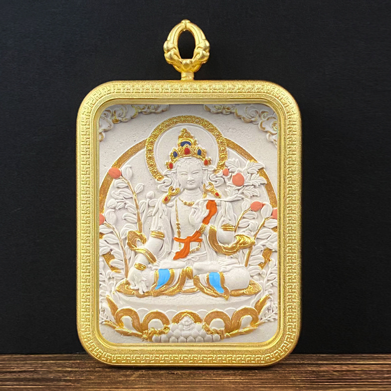 Collection Tibetan Style Incense Ash Dot Painting Thangka Buddha Pendant