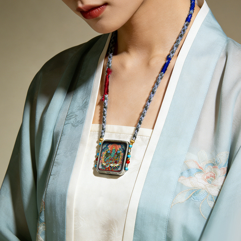 Tibetan Hand-painted Rubbing Three-dimensional Thangka Necklace