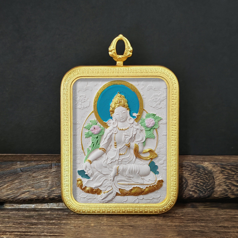 Collection Tibetan Style Incense Ash Dot Painting Thangka Buddha Pendant