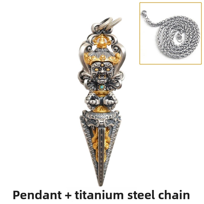 Tibetan Style Silver Vajra Pendant