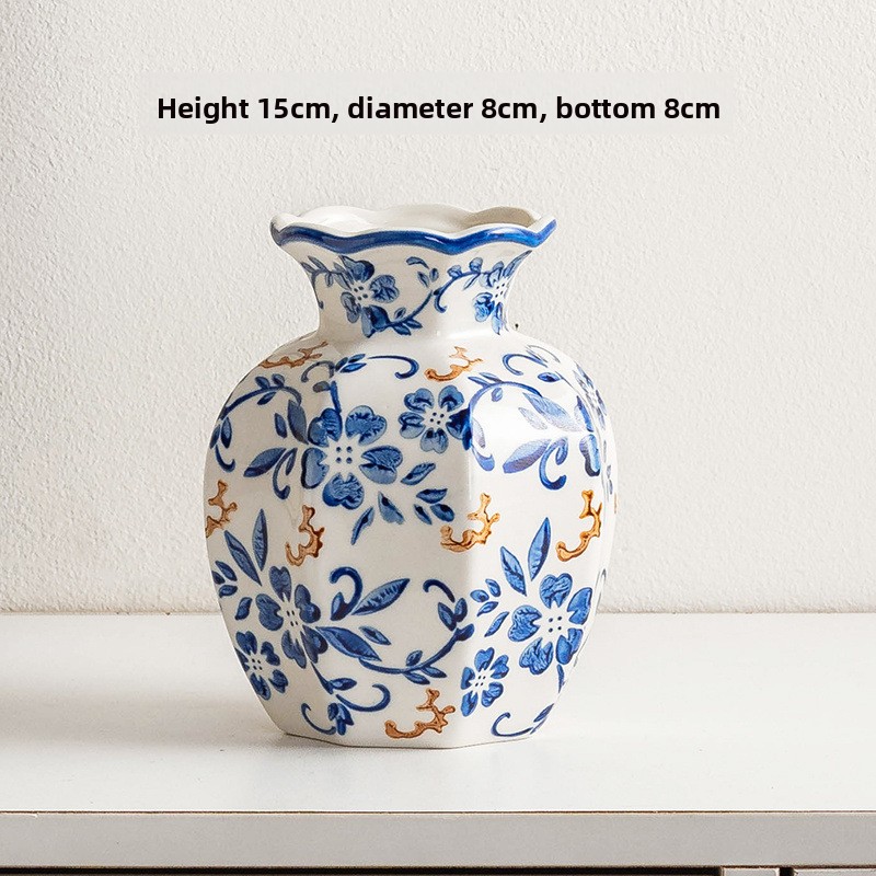 Blue and White Porcelain Vintage Ceramic Vase