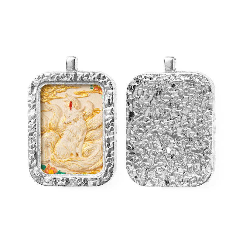 Hand-painted Rubbing Thangka White Copper Pendant