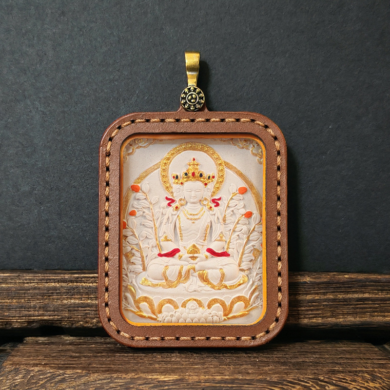 Collection Tibetan Style Incense Ash Dot Painting Thangka Buddha Pendant