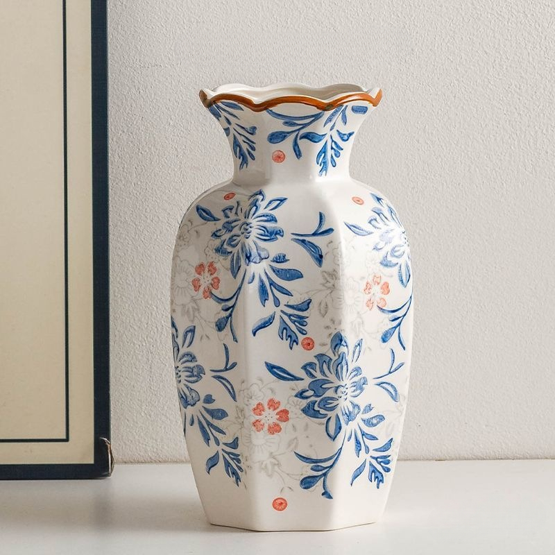 Blue and White Porcelain Vintage Ceramic Vase