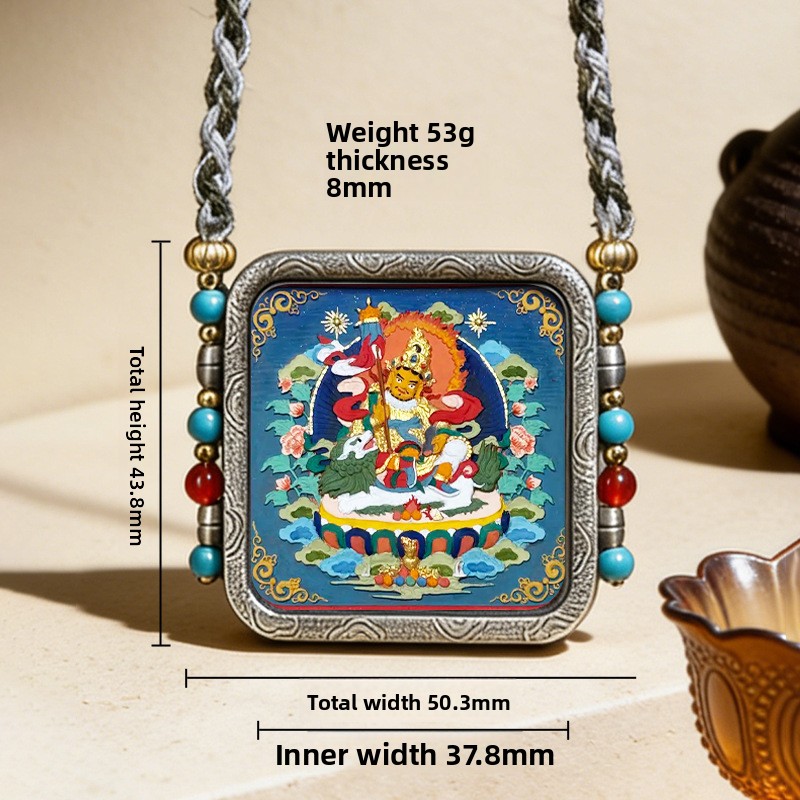 Tibetan Hand-painted Rubbing Three-dimensional Thangka Necklace