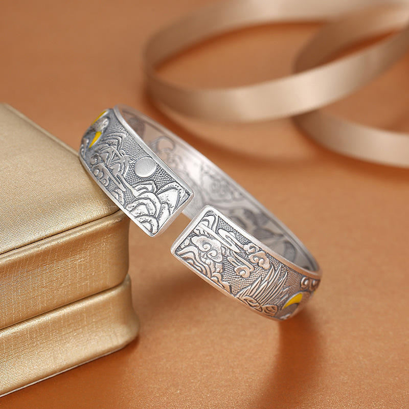 Nine-tailed Fox 9999 Pure Silver Enamel Color Silver Bracelet