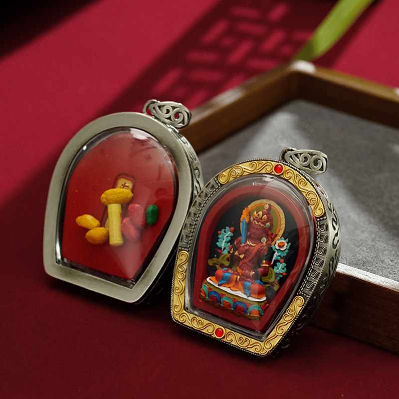 Cinnabar Hand-Painted Thangka Tibetan Pendant