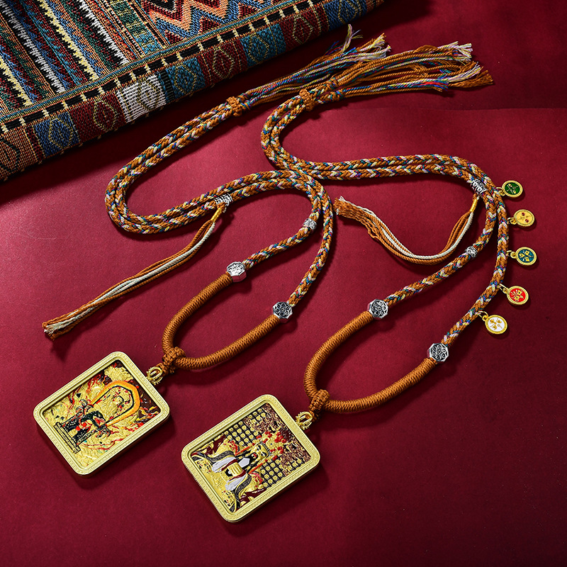 Tibetan Handmade Woven Thangka Pendant Necklace Cord