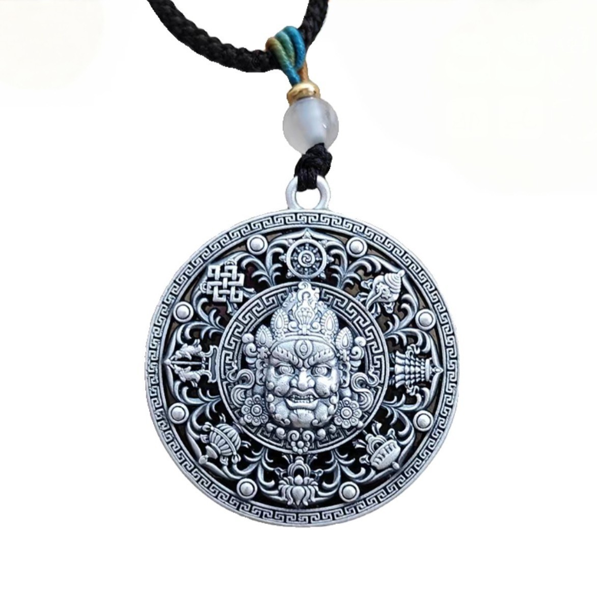 New Style Vajra Eight-Treasure Compass Pendant - Retro Neo-Chinese Tibetan God of Wealth Necklace Pendant
