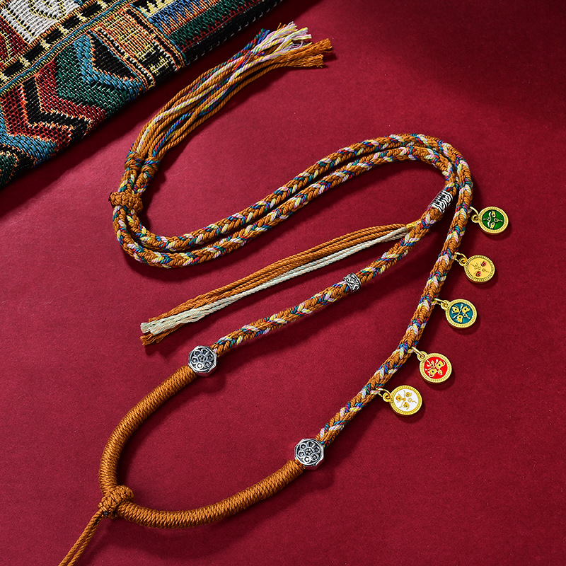 Tibetan Handmade Woven Thangka Pendant Necklace Cord