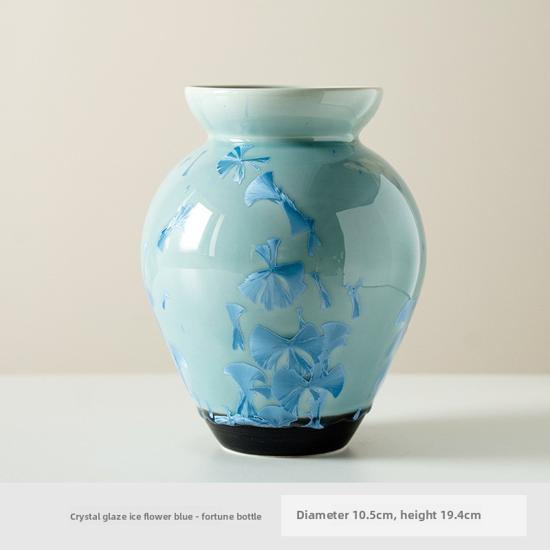Kiln Change Glaze Crystal Ice Flower Blue Ceramic Vase