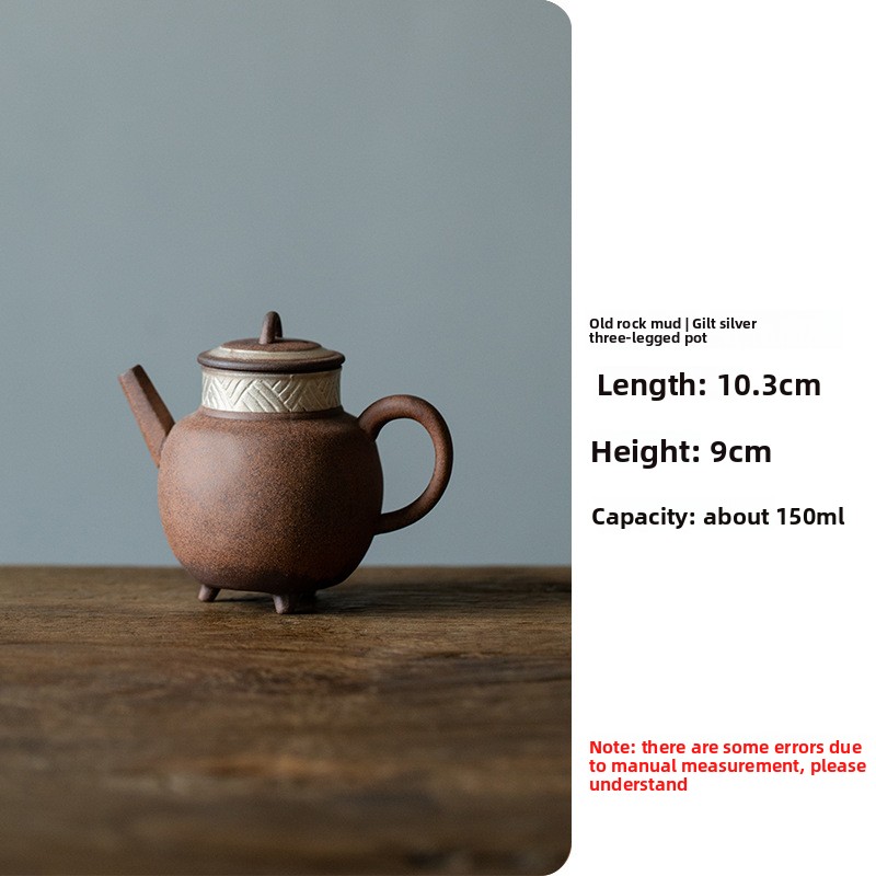 Old Rock Clay Relief Silver-Plated Side Handle Teapot