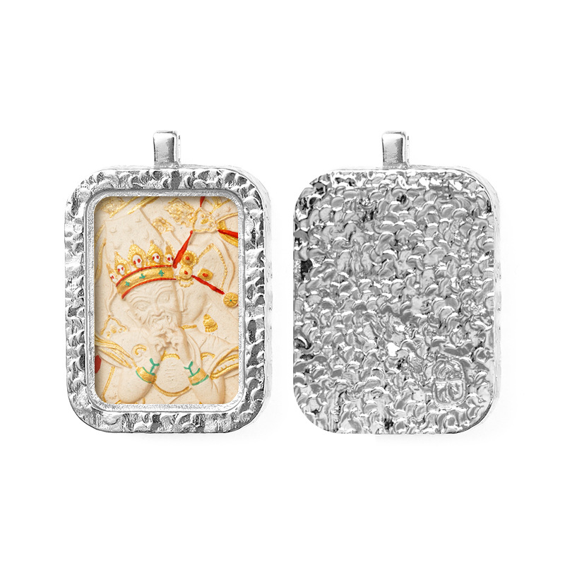 Hand-painted Rubbing Thangka White Copper Pendant