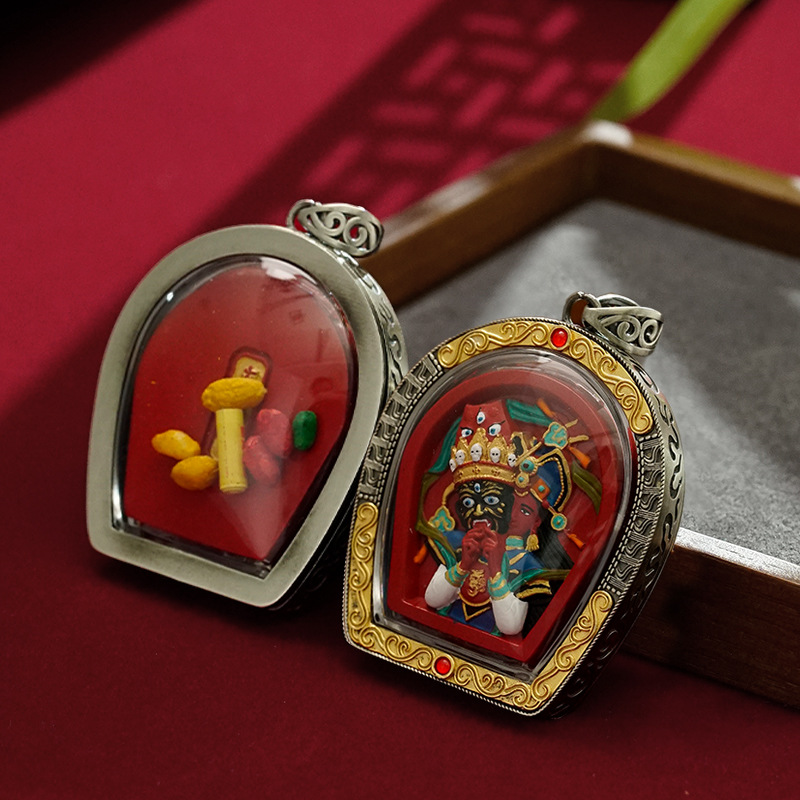 Cinnabar Hand-Painted Thangka Tibetan Pendant