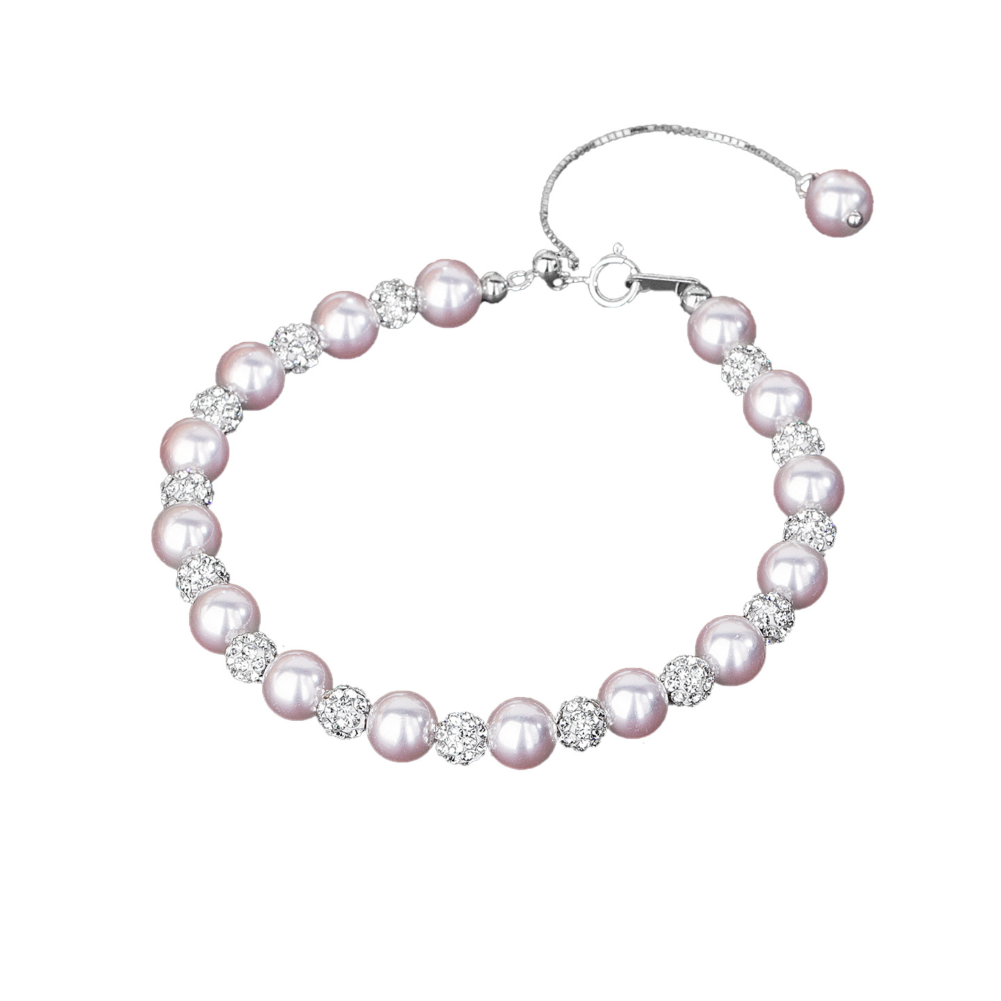 s925 Sterling Silver Manta Rose Color Pearl Bracelet