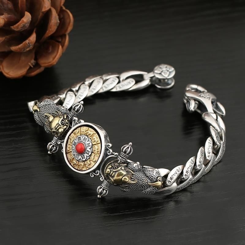 Tibetan Silver Braided Pixiu Bracelet