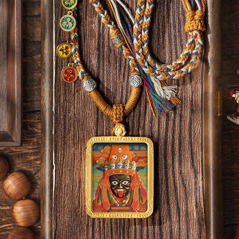 Hand-painted Pendant Six-Word Mantra Thangka