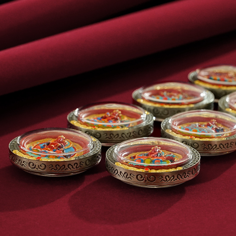 Cinnabar Thangka Hand-Painted Three-Dimensional Pendant