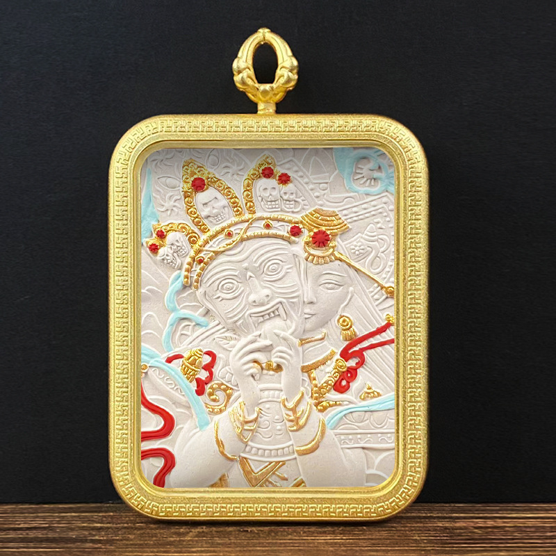 Collection Tibetan Style Incense Ash Dot Painting Thangka Buddha Pendant