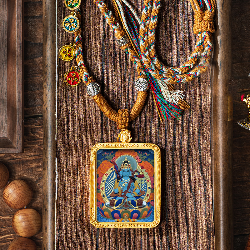 Hand-painted Pendant Six-Word Mantra Thangka