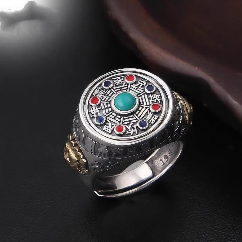 Vintage Bagua Tibetan Silver Ring