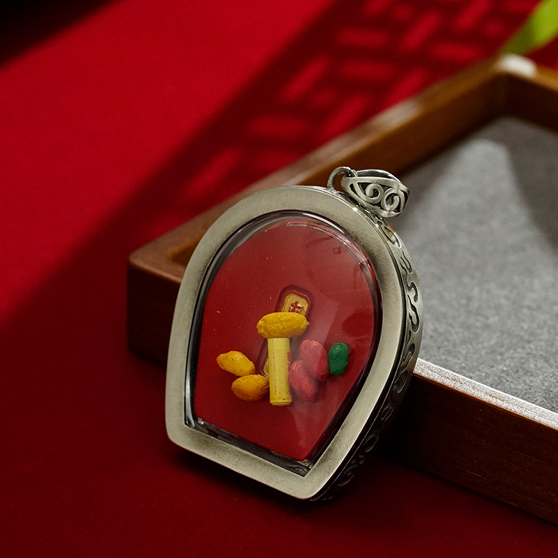 Cinnabar Hand-Painted Thangka Tibetan Pendant