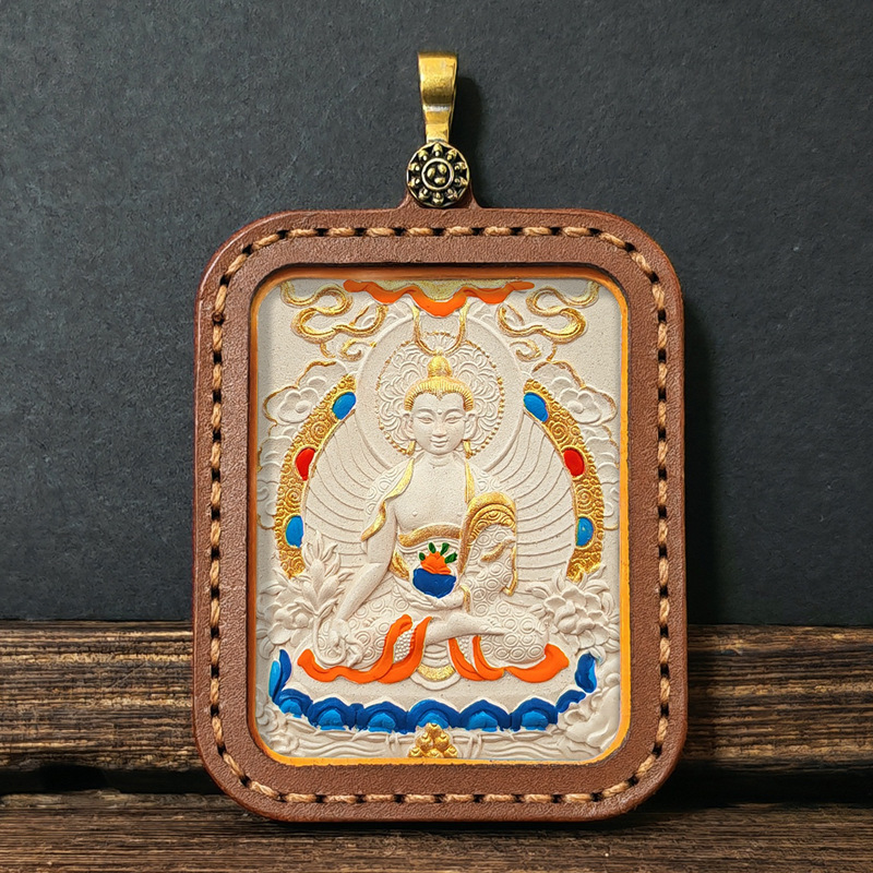 Collection Tibetan Style Incense Ash Dot Painting Thangka Buddha Pendant