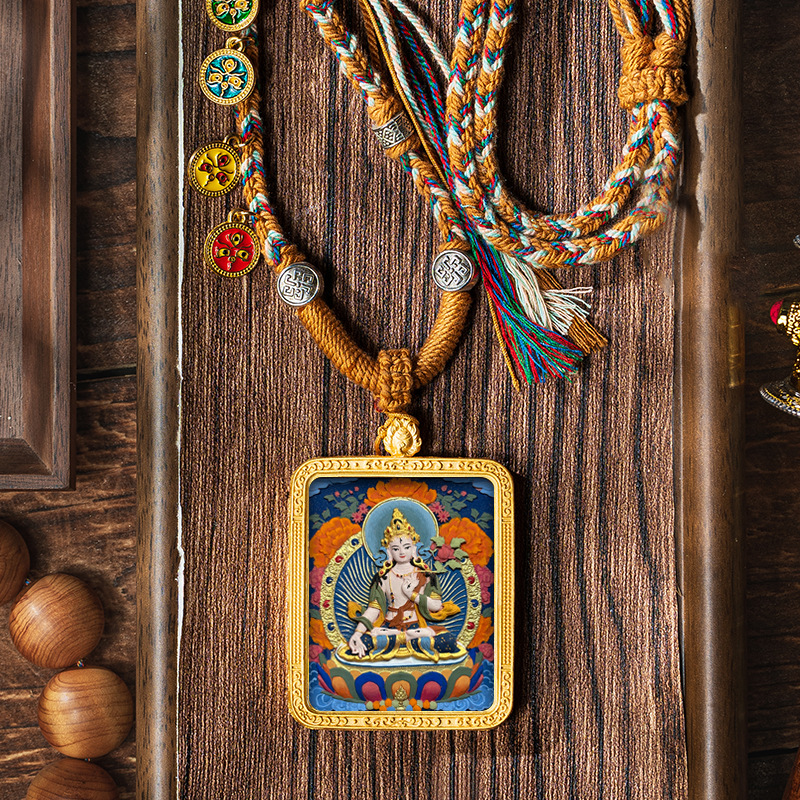 Hand-painted Pendant Six-Word Mantra Thangka