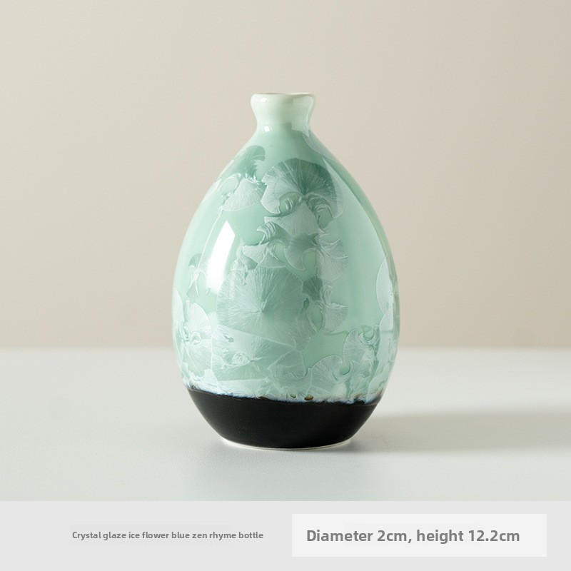 Crystal Glaze Ice Flower Green Ceramic Vase