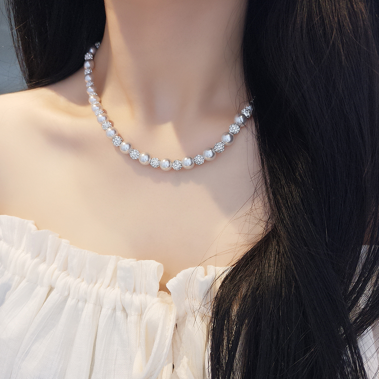 s925 Sterling Silver Manta Rose Color Pearl Necklace