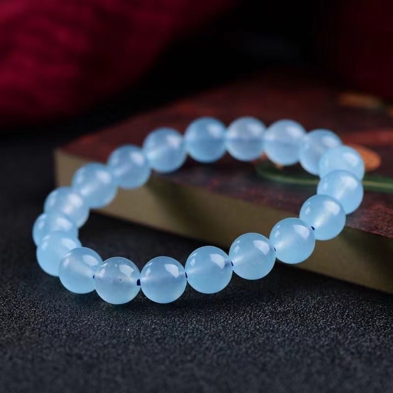 Ice-clear Chalcedony Natural Aquamarine Bracelet