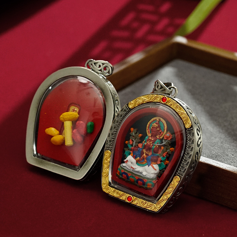 Cinnabar Hand-Painted Thangka Tibetan Pendant