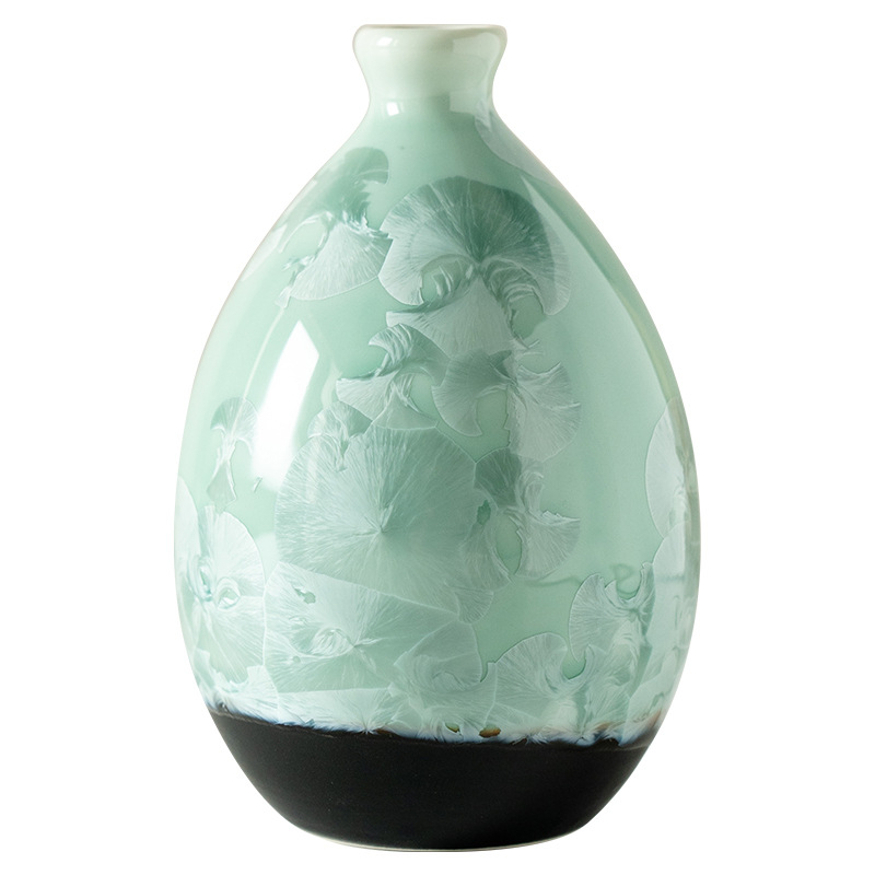 Crystal Glaze Ice Flower Green Ceramic Vase