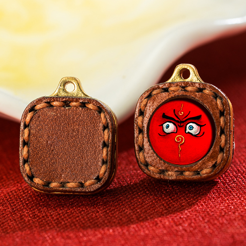 Leather Small Box Rubbing Painting Thangka Pendant