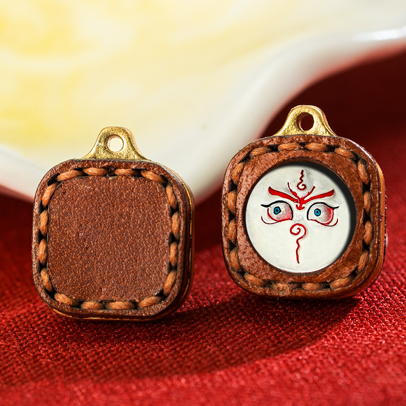 Leather Small Box Rubbing Painting Thangka Pendant