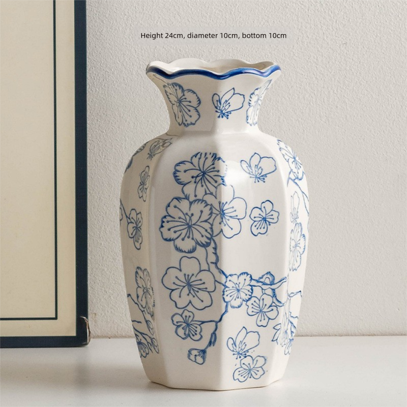 Blue and White Porcelain Vintage Ceramic Vase