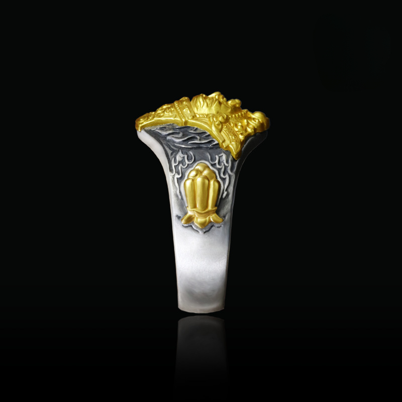 Sterling Silver Gold Plated Zakiram Tibetan Ring