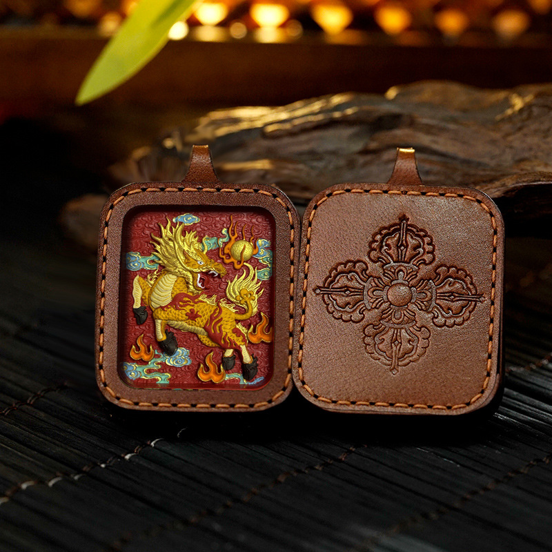 Hand-painted Cinnabar Five Elements Thangka Pendant