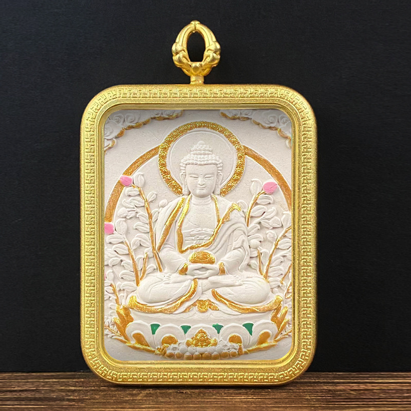 Collection Tibetan Style Incense Ash Dot Painting Thangka Buddha Pendant