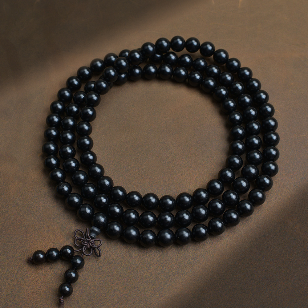 Selected Old Material Ebony Single Strand Bracelet
